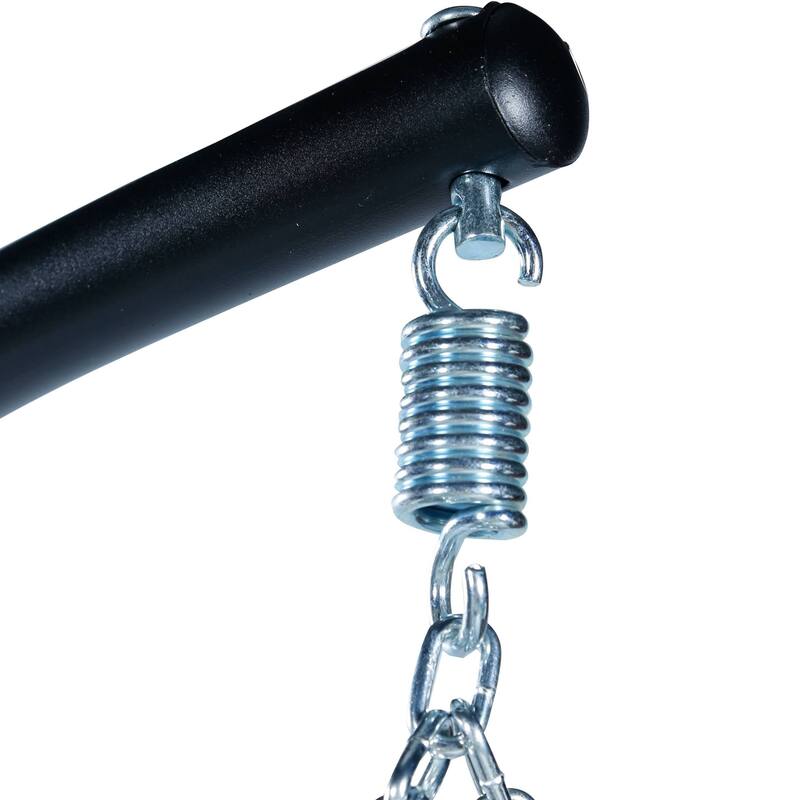 Hanging Swing Chair with Weave Design and Teardrop Shape in Black Frame