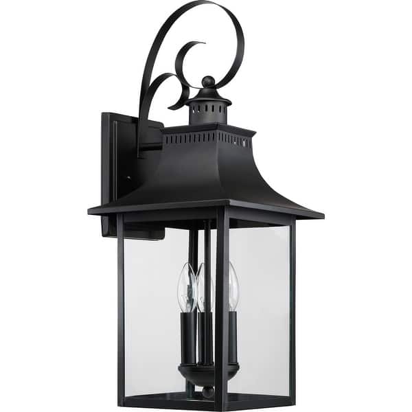 slide 2 of 4, Chancellor 3-Light Outdoor Wall Lantern in Mystic Black Mystic Black
