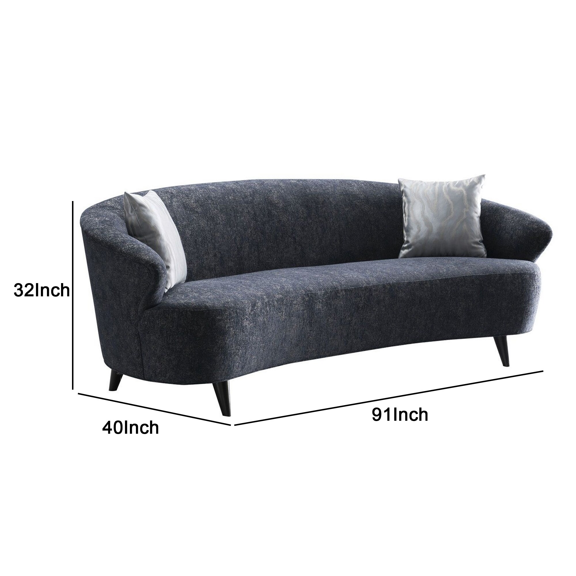 Shop Black Friday Deals On Textured Fabric Upholstered Sofa With Curved Back And Wooden Legs Blue On Sale Overstock 31847141