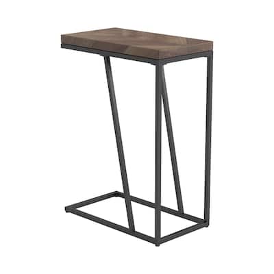 18 in. Brown and Gray Rectangle Wood End Table, Sturdy Build End Side Table for Living Rooms