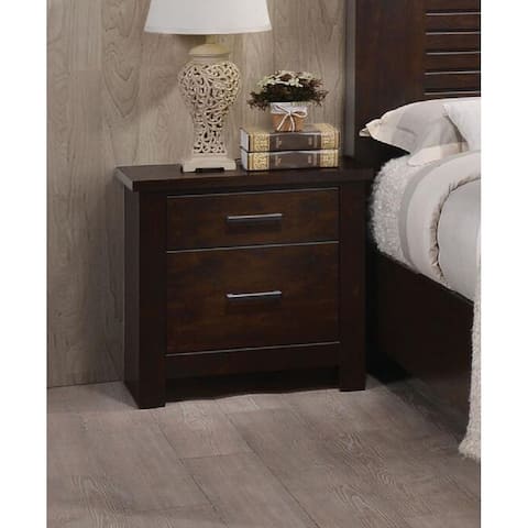 Transitional and Sophisticated 2-Drawer Nightstand in Mahogany, Felt-Lined Top Drawer and Safety Lock