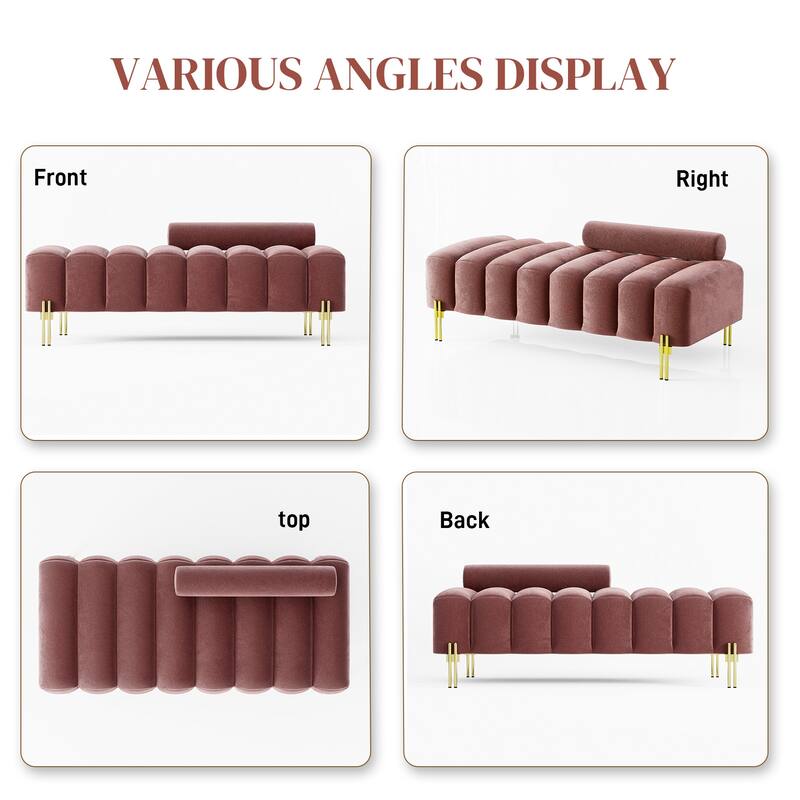Ouyessir 52.2" Modern Channel Tufted Window Bench with Adjustable Back