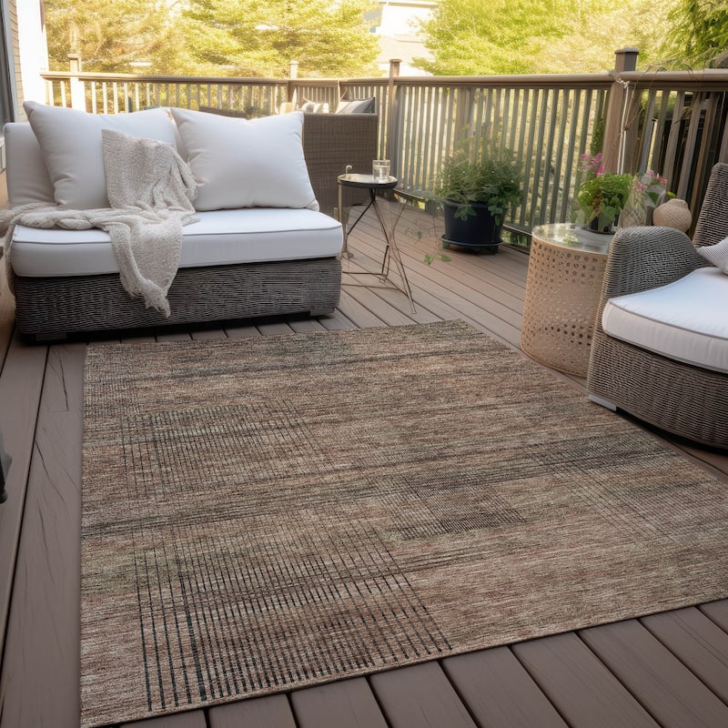 Machine Washable Indoor/ Outdoor Chantille Contemporary Imprints Rug - Paprika - 8' x 10'