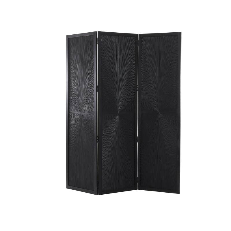 Black or White Mango Wood Contemporary Room Divider Screen with Carved Design - 60 x 70
