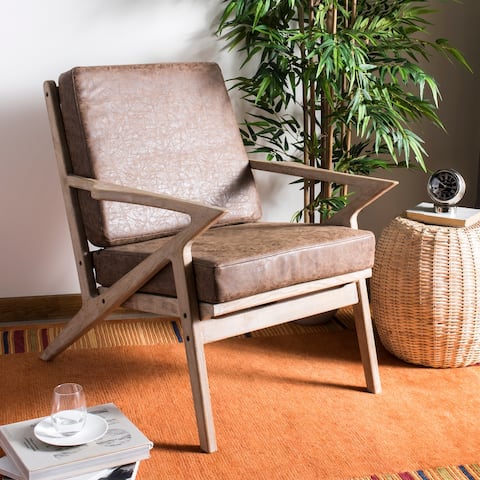 SAFAVIEH Varys Light Brown/ White Accent Chair - 33.1" x 27.2" x 31.9"