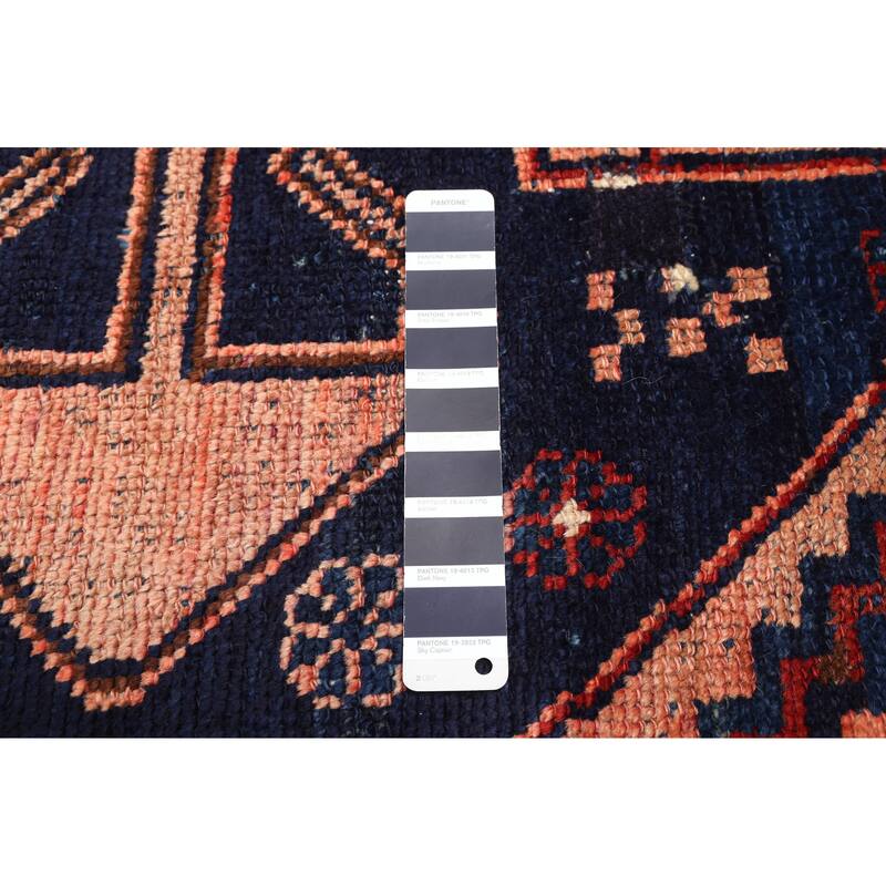 ECARPETGALLERY Hand-knotted Melis Vintage Navy Wool Rug - 4'2 x 5'8