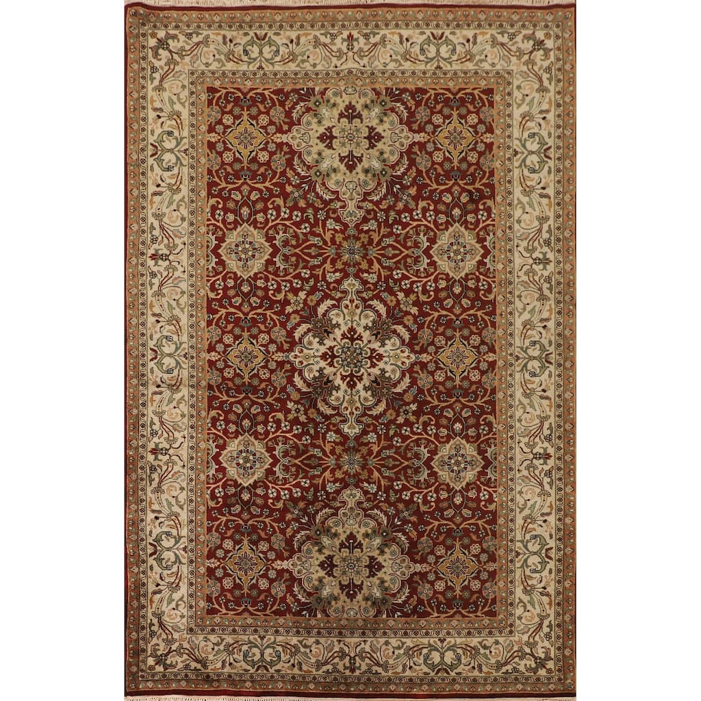 Floral Agra Oriental Area Rug Handmade Wool Carpet - 6'2"x 9'3"