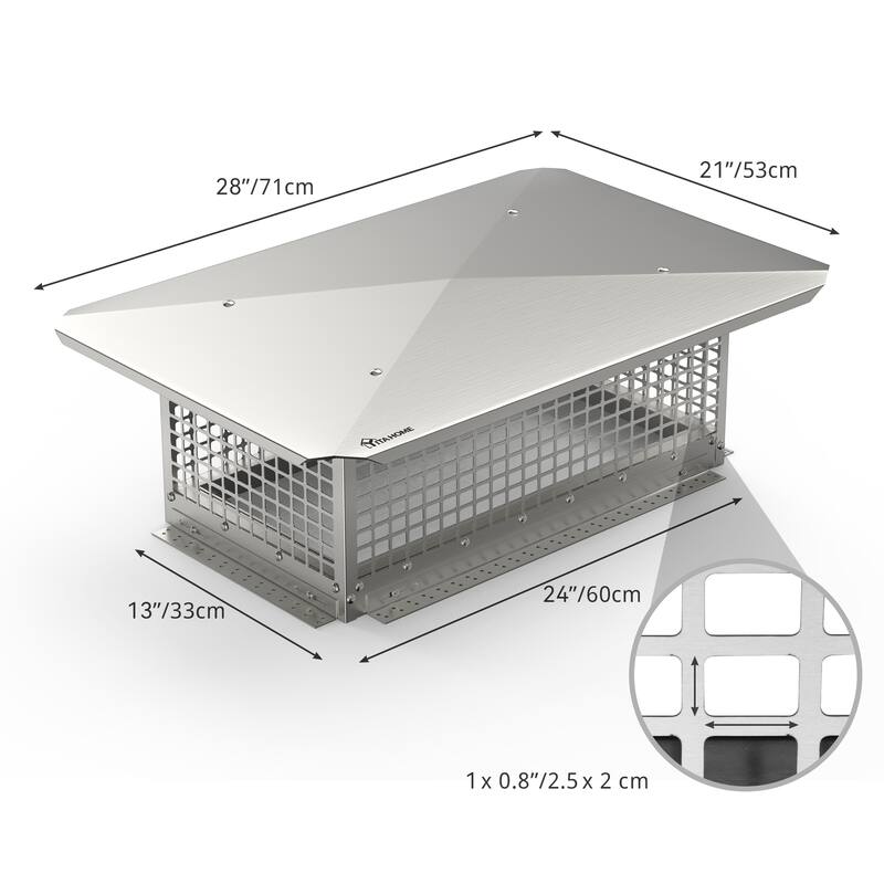 13" x 24" Chimney Cap with Adjustable Metal Strips