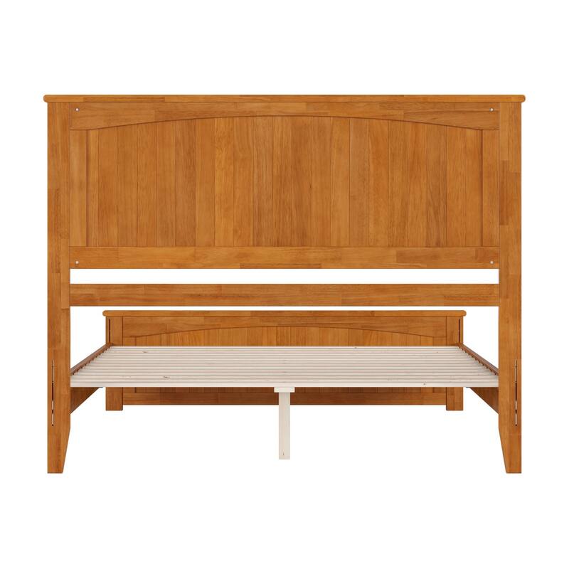 Solid Wood Low Profile Platform Bed with Footboard - Queen Size Bed Frame, Modern Bedroom Furniture