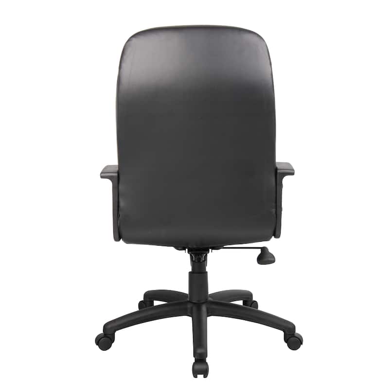 Jian High-Back Office Chair with 5 Hooded Wheels, Black Faux Leather