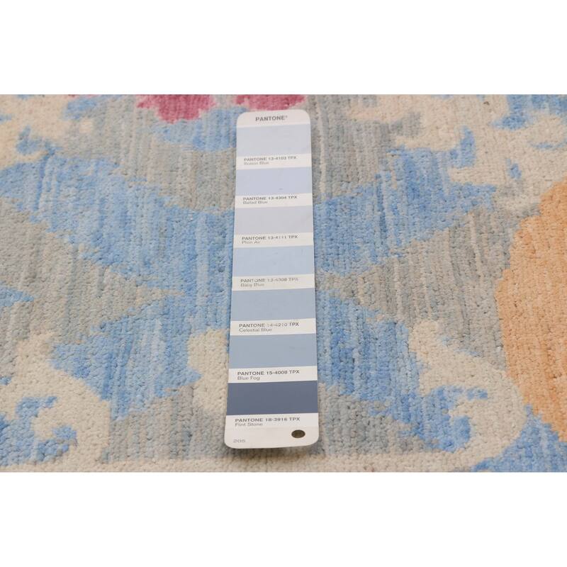 ECARPETGALLERY Hand-knotted Abstract Lahore Legacy Blue, Grey Wool Rug - 7'11 x 10'3