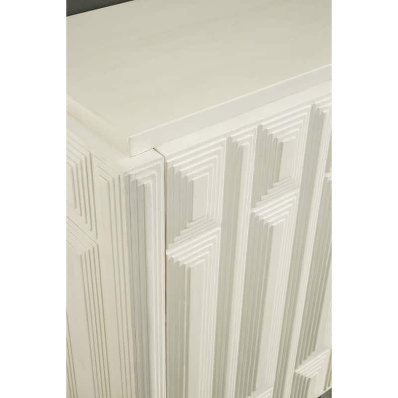Signature Design by Ashley Ornawel Distressed White Accent Cabinet - 72.25" W x 16.38" D x 36.5" H