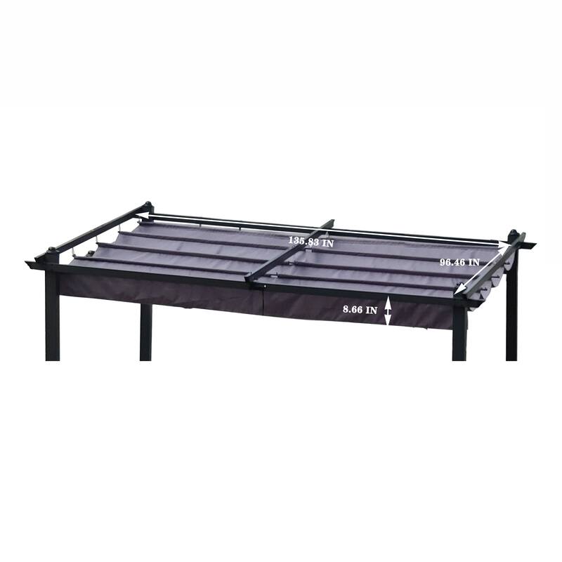 Replacement Polyester Canopy Top Cover for Outdoor Patio Retractable Pergola Sun-Shelter