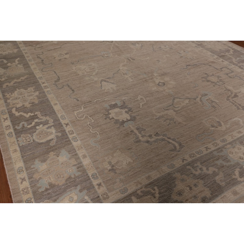 Vegetable Dye Oushak Oriental Area Rug Handmade Floral Wool Carpet - 8'9" x 11'7"