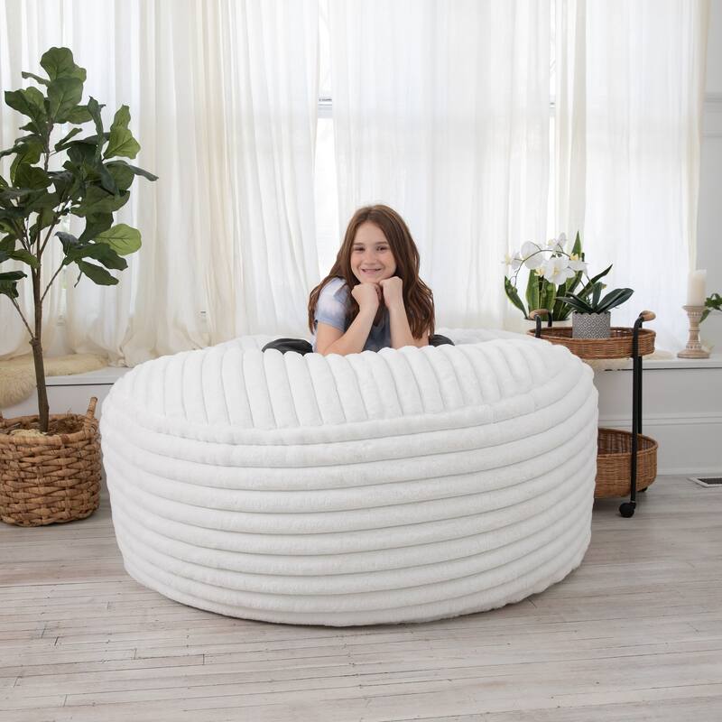 Jaxx Saxx 5 Foot Large Bean Bag Chair w/ Removable Cover for Adults, Mondo Fur