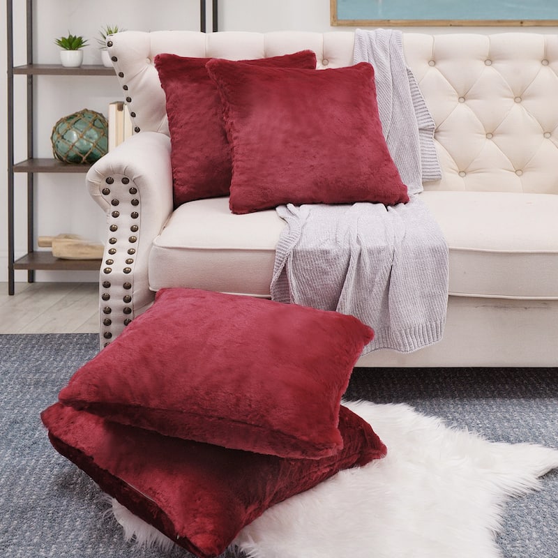 Fauxfur Pillow Shell Set 20'X20" - Ruby Wine