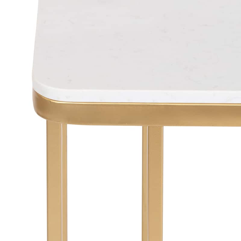 Kate and Laurel Credele Cultured Marble and Metal Accent C-Table