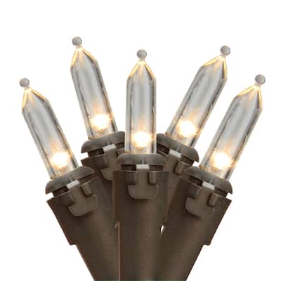 100-Count White and Brown LED Mini Christmas Lights 33ft Brown Wire - 33'
