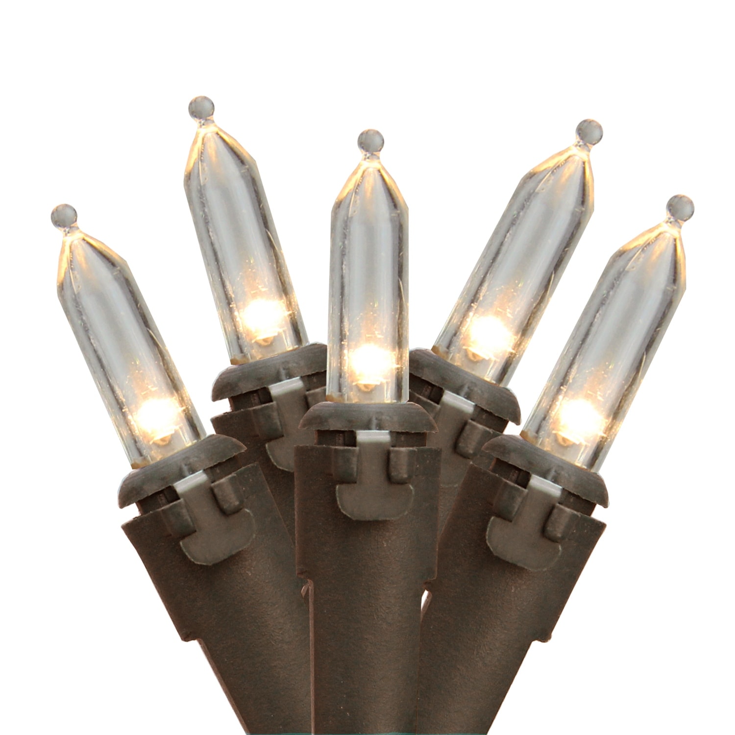 LED Mini Christmas Lights - Warm White - 16.25' Brown Wire - 50ct