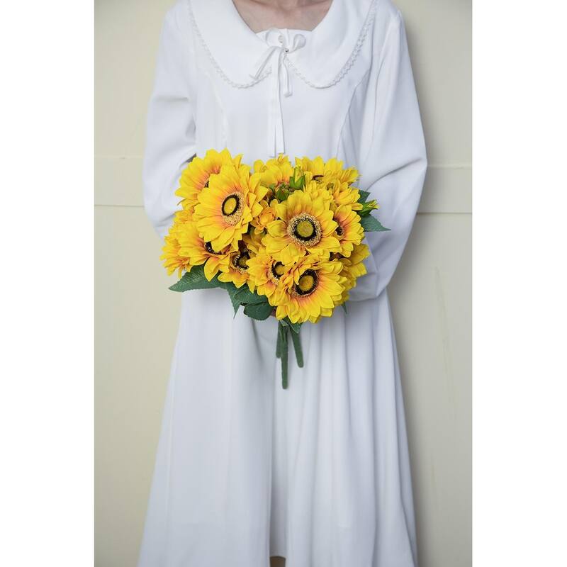 10.2 x 11 x 18.9"H Artificial Yellow Sunflower BushX9,4 Pack