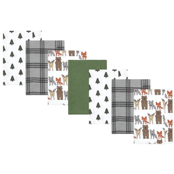 slide 1 of 1, Hudson Baby Infant Boy Cotton Flannel Burp Cloths, Wild Forest 7-Pack, One Size - Wild Forest 7-Pack - One Size One Size - Wild Forest 7-Pack