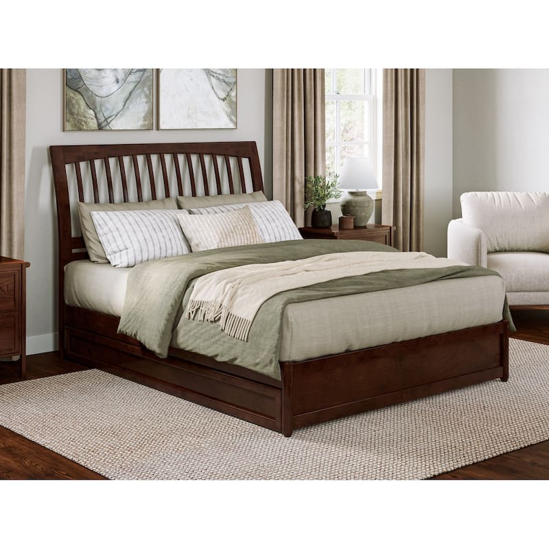Roslyn Platform Bed with Modern Panel Footboard and Twin XL Trundle