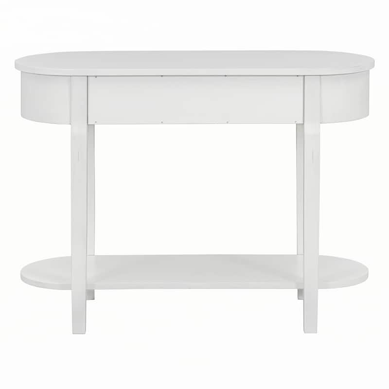 Retro Console Table with Curved Design,Antique White