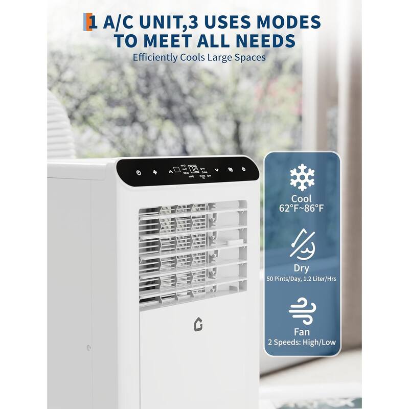8000 BTUs Portable Air Conditioner, Cools Room up to 350sq.ft,3-In-1 Air Conditioner