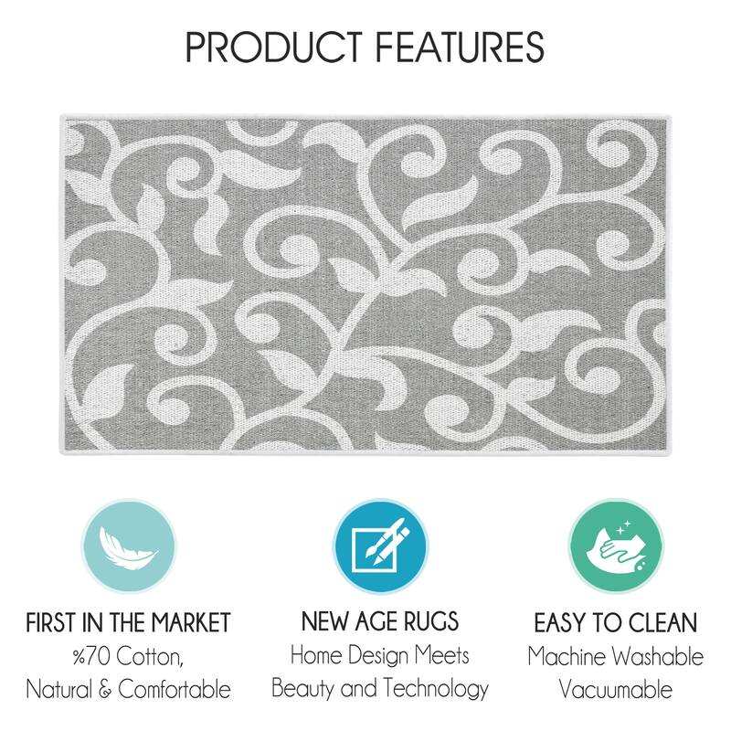 SussexHome Non-Skid Ultra-Thin Area Rugs for Laundry Room, Entryway, Bathroom and Kitchen - Washable Multipurpose Floor Mat