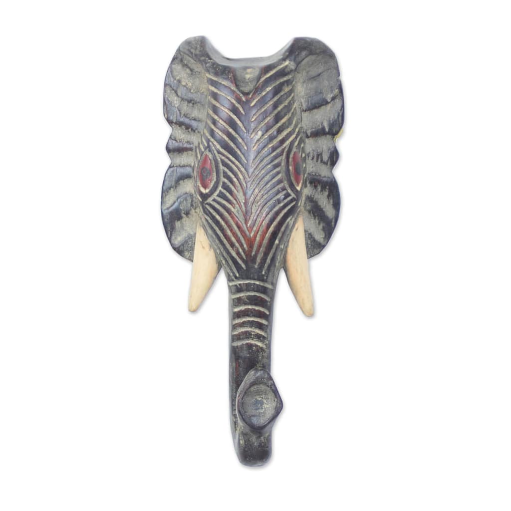 Novica Handmade Elephant Welcome African Wood Mask