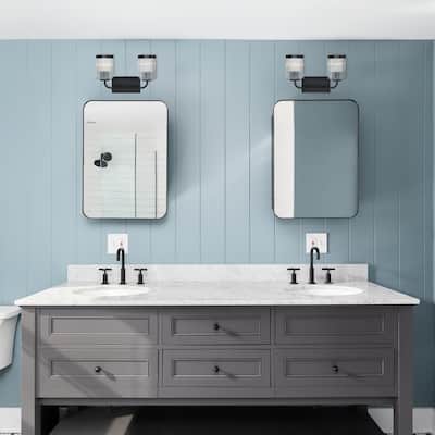 Aspen 16 in. 2-Light Matte Black Vanity Wall Light for Bathrooms - 4.75