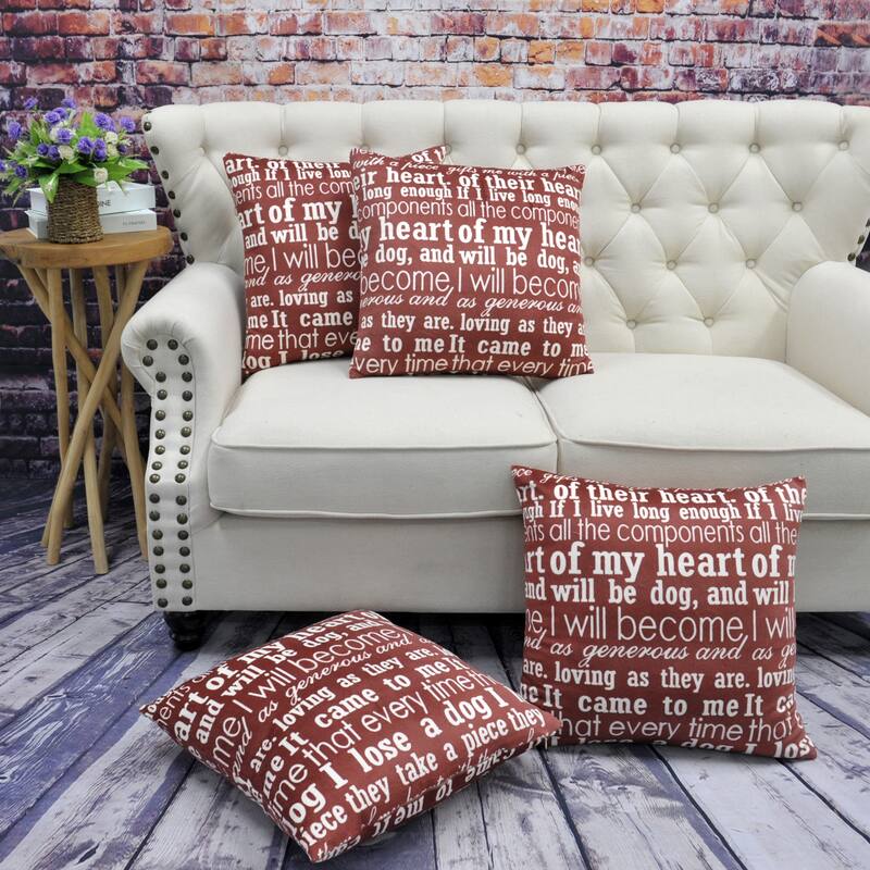 Christmas Holiday Gift Pillow Shells 4 pc Set, NO INSERT - 20" x 20" - My Heart
