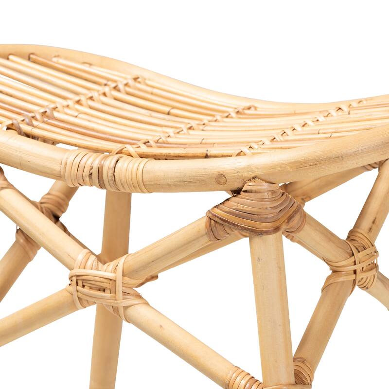 Elgon Modern Bohemian Natural Brown Rattan Counter Stool