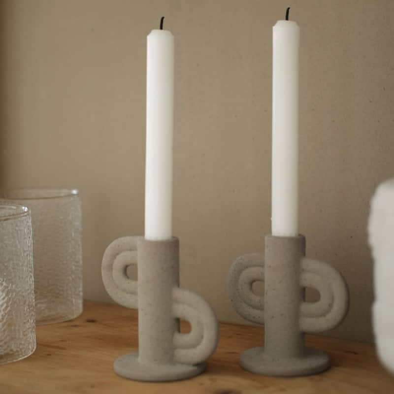 Swirl Slide Ceramic Candle Holder - 4.5"