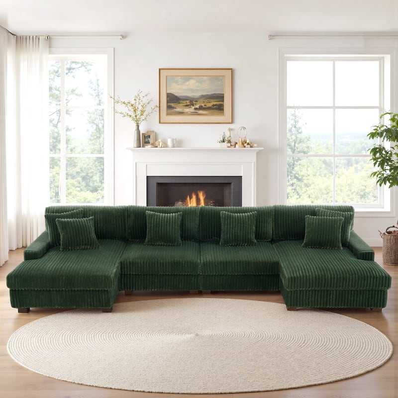 Anne 150" W Oversized Upholstered Modular Sectional Sofa - Green-Type 2 - Symmetrical