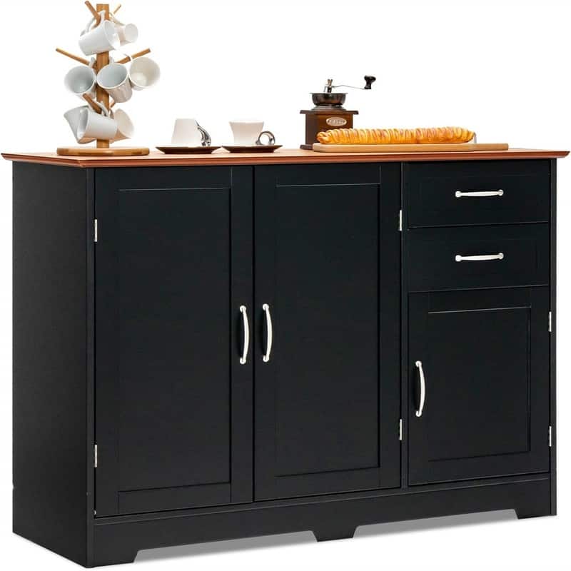 Kitchen Sideboard with Storage Cabinets & Drawers - 16"D x 43.5"W x 31"H