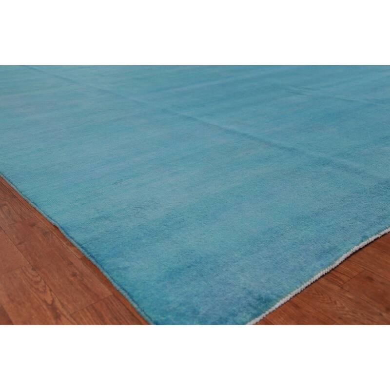 Hand Knotted Oriental 100% Wool Carpet Modern Solid Navy Blue & Blues Gabbeh Area Rug - 13' 4'' X 10' 4''