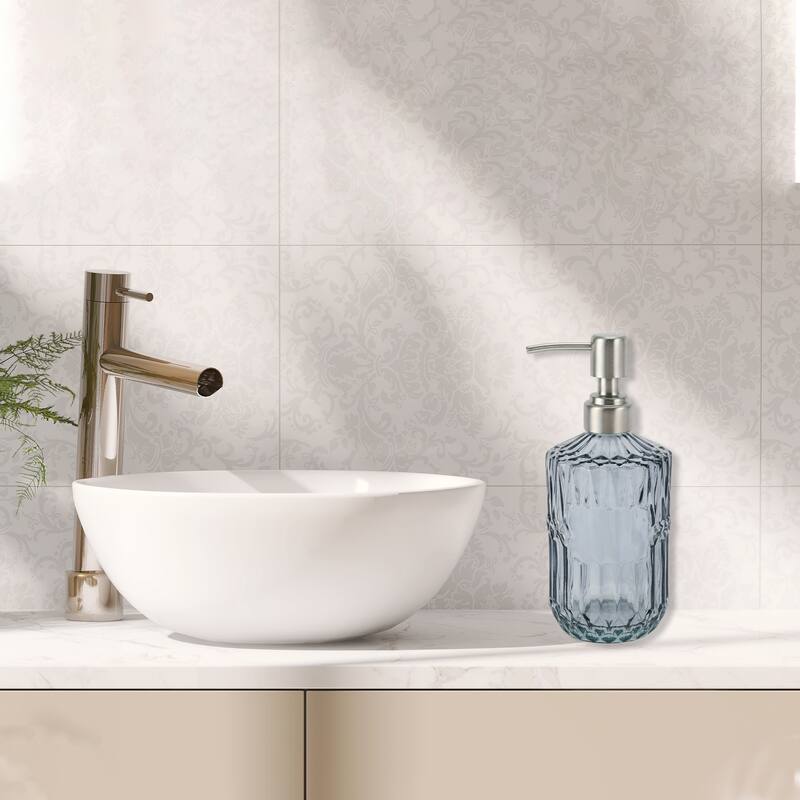 Simple Cylindrical Soap Pump Dispenser for Bath 450ml 1 Pcs - Clear Gray Silver Tone
