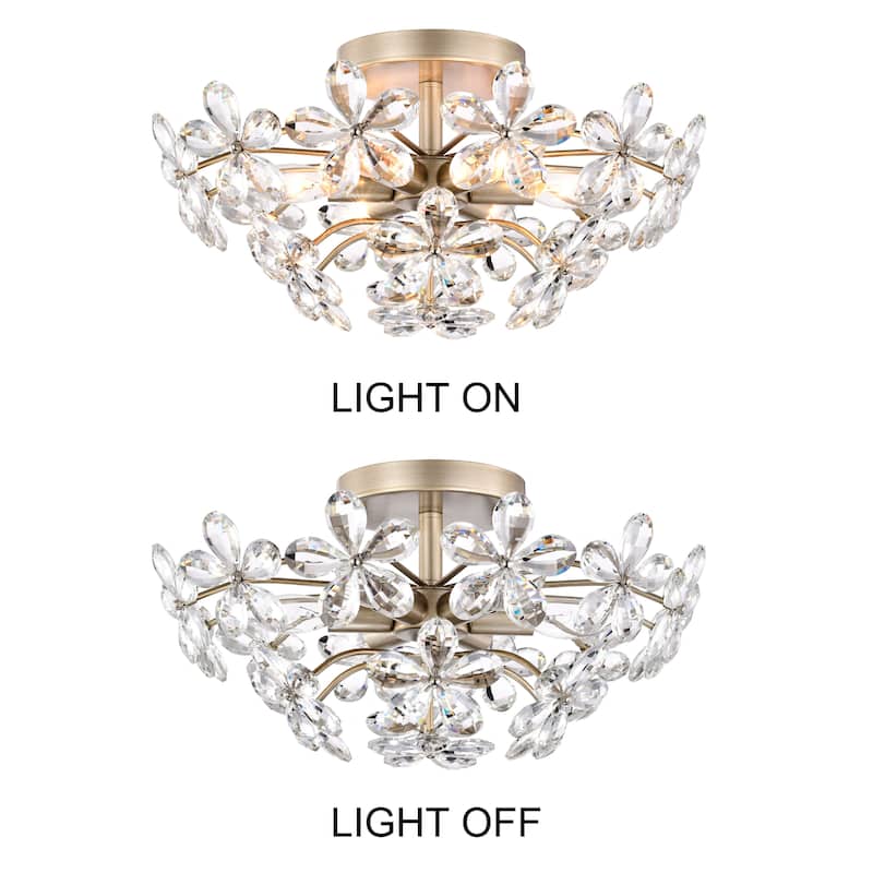 Rosa 6-Light Brushed Silver-ish Champagne Flower Crystal Flush Mount