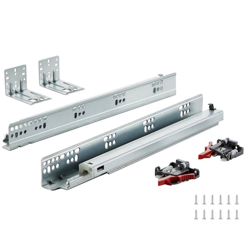 6 Pairs of Drawer Bottom Side Mount Rails, Heavy Duty Full Ball Bearing Extension Steel Track, Soft-Close Noiseless Guide Glides - 15 Inch