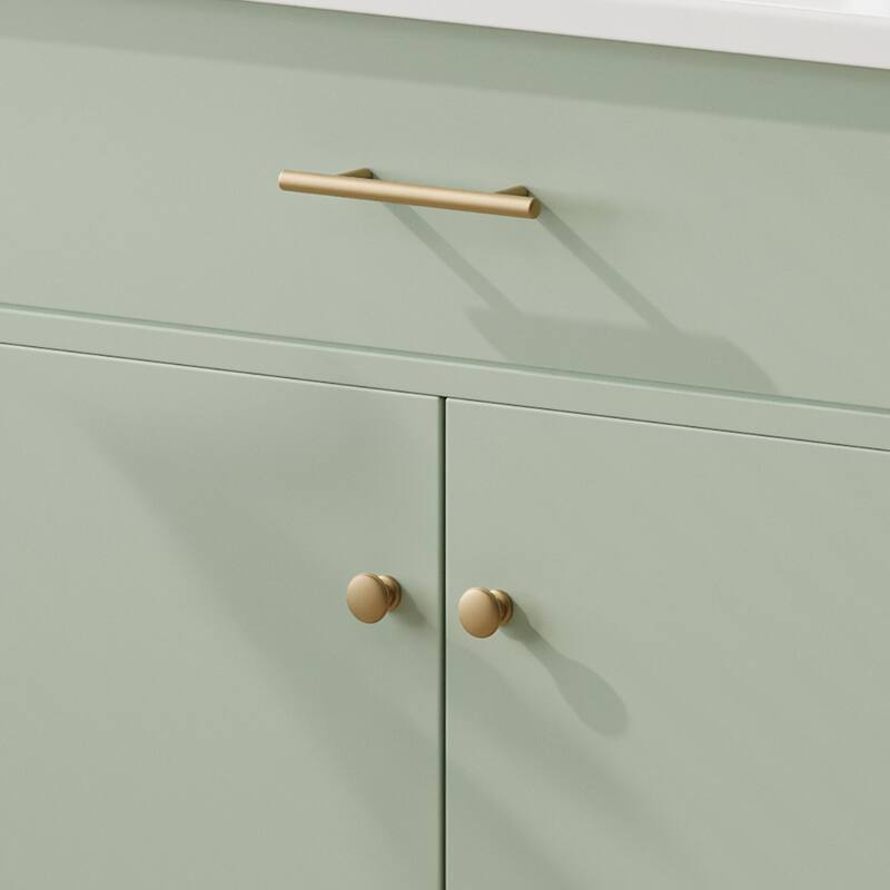 Bathroom Vanity with Ceramic Sink, Wooden Bathroom Storage Cabinet, Bathroom Cabinet with Soft Close Doors & Adjustable Shelf