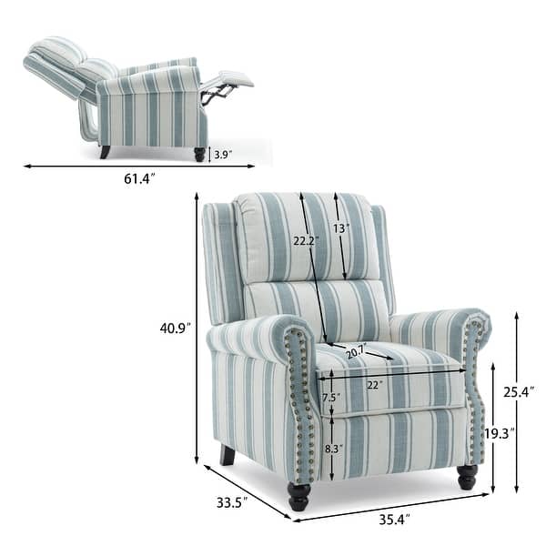 dimension image slide 2 of 5, Manual Glider Pushback Recliner Chairs with Nailhead Trim