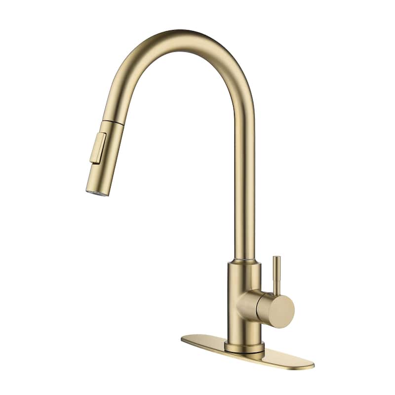 Touch 360 Degree Rotation Kitchen Faucet with Pull Down Sprayer - Brushed Gold