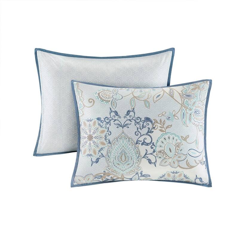 GDF Studio - Cotton Floral Reversible Comforter Set with Decorative Pillows