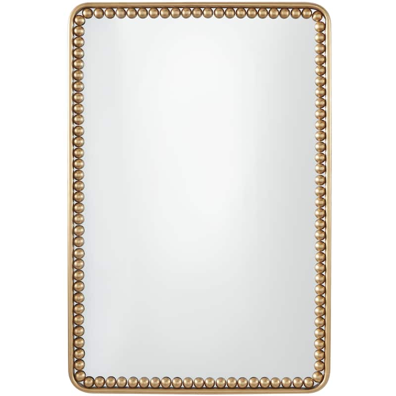 Metal Room Wall Mirror with Beaded Detailing - Gold - Roche River Decor - Gold