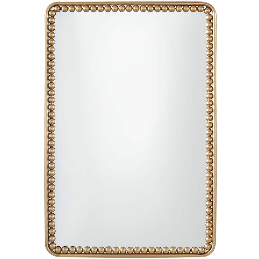 Metal Room Wall Mirror with Beaded Detailing - Gold - Roche River Decor