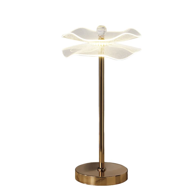 Led Acrylic Copper Gold Luminaire Table Lamp for Living Room, Nightstand Bedside Table Lamp for Bedroom, LED Lamp