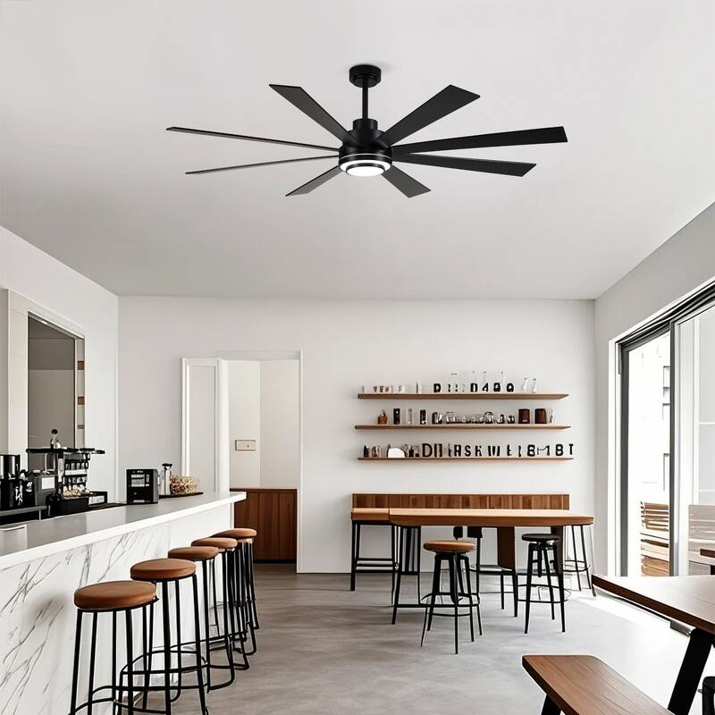 Large Size 8 pcs Blades Ceiling Fan With Dimmable LED