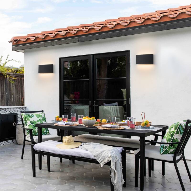 9.8"W Outdoor Rectangular Integrated LED Wall Sconce - 5.5-in H x 9.8-in W x 1.8-in D