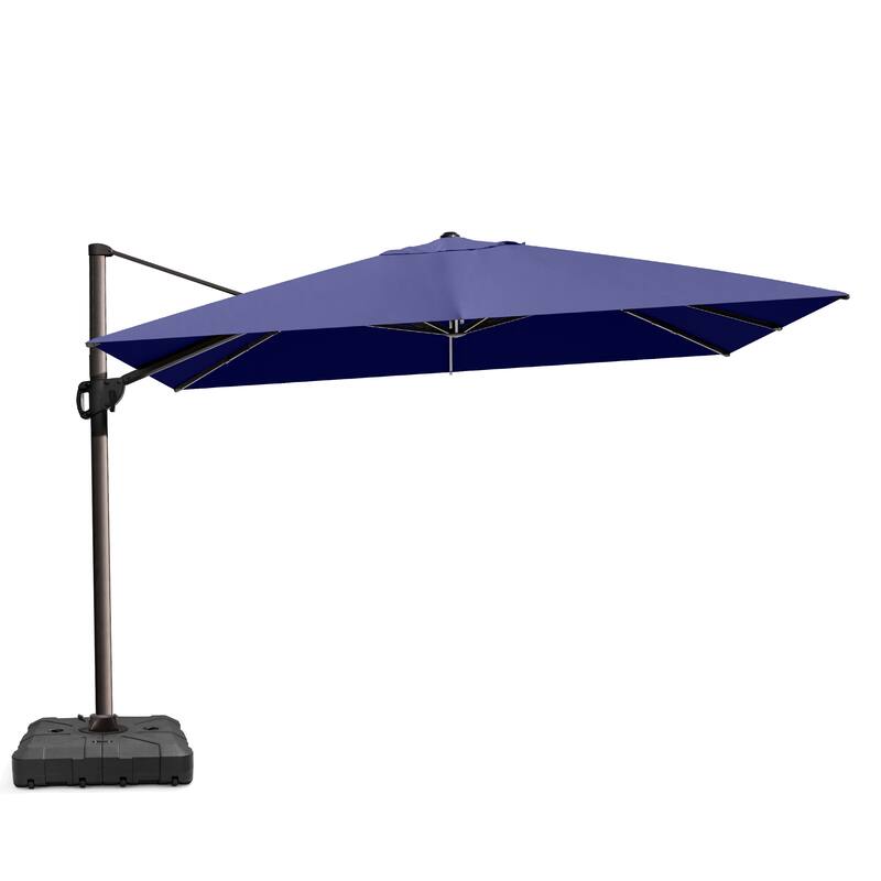 VredHom 9 x 12 FT Outdoor Patio Cantilever-Offset Umbrella with Wheel Base - NavyBlue